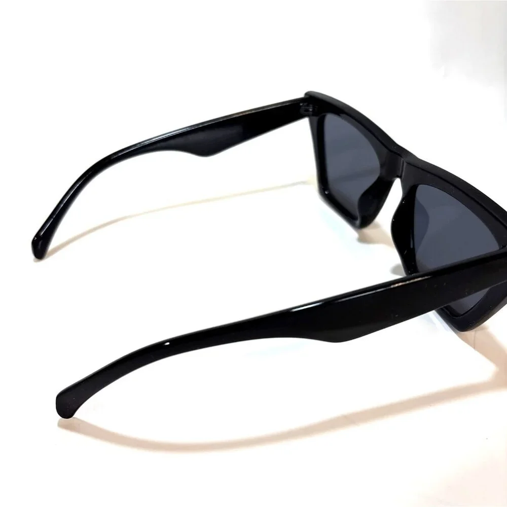 Cat Eye Black Frame Sunglasses With Dark Tinted Lenses - Picture 3 of 3